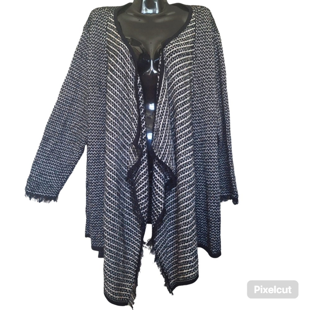 Roni Rabl Waterfall Cardigan Draped Collar Wrap Lagenlook Oversized Sweater OS